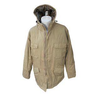 Stussy Men Beige Button & Zipper Jacket Check Pattern Inside 100% Polyester